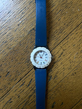 Gruen Pan Am Vintage Quartz Analog Watch 26mm Black Case Blue Rubber Date