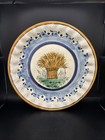 Antique French Provence Earthenware Charger Wheat Motif 12.5” Diameter