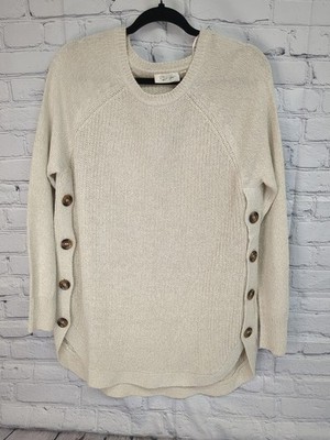 Women's XL Boutique Lightweight Sweater Pullover Button Accent