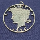 90% Silver Peace Dollar Lady Liberty Cut Out Coin Pendant - 1976 Bicentennial