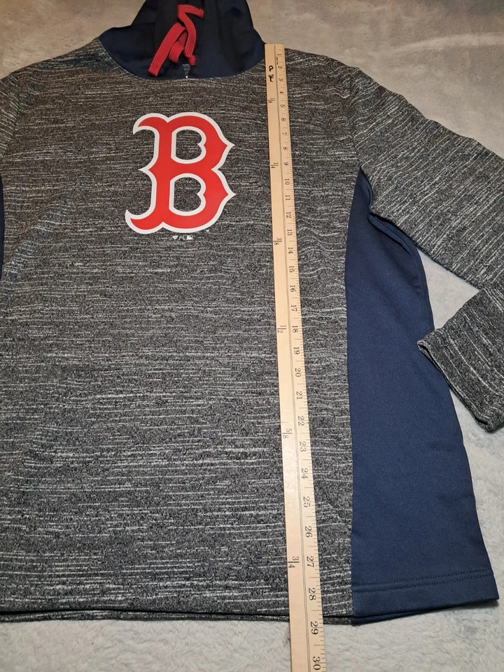 Sudadera con Capucha Fanatics Boston Red Sox MLB Gris/Azul Marino Para Hombre Grande Foto 4 de 4