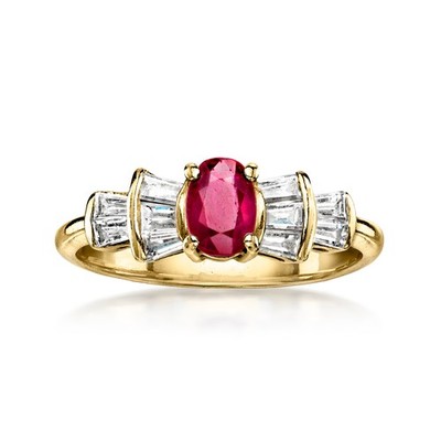 Vint Ruby Rng w Diamonds in 14k Gold Size 6.5