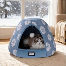 2-in-1 Cat Cave Bed Tent for Indoor Cats 19 Inch Plush