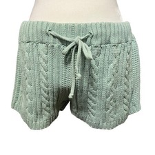 Forever 21 X Pantone Knit Shorts Women's Medium Mint Green Aqua Cable Knit