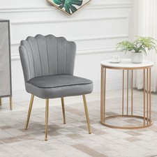 Velvet-Feel Shell Luxe Accent Chair Home Bedroom Lounge with Metal Legs