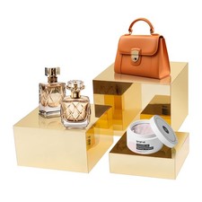 3 Pcs Acrylic Risers for Display, Gold Buffet Risers, Food Display Lifter, Ac...