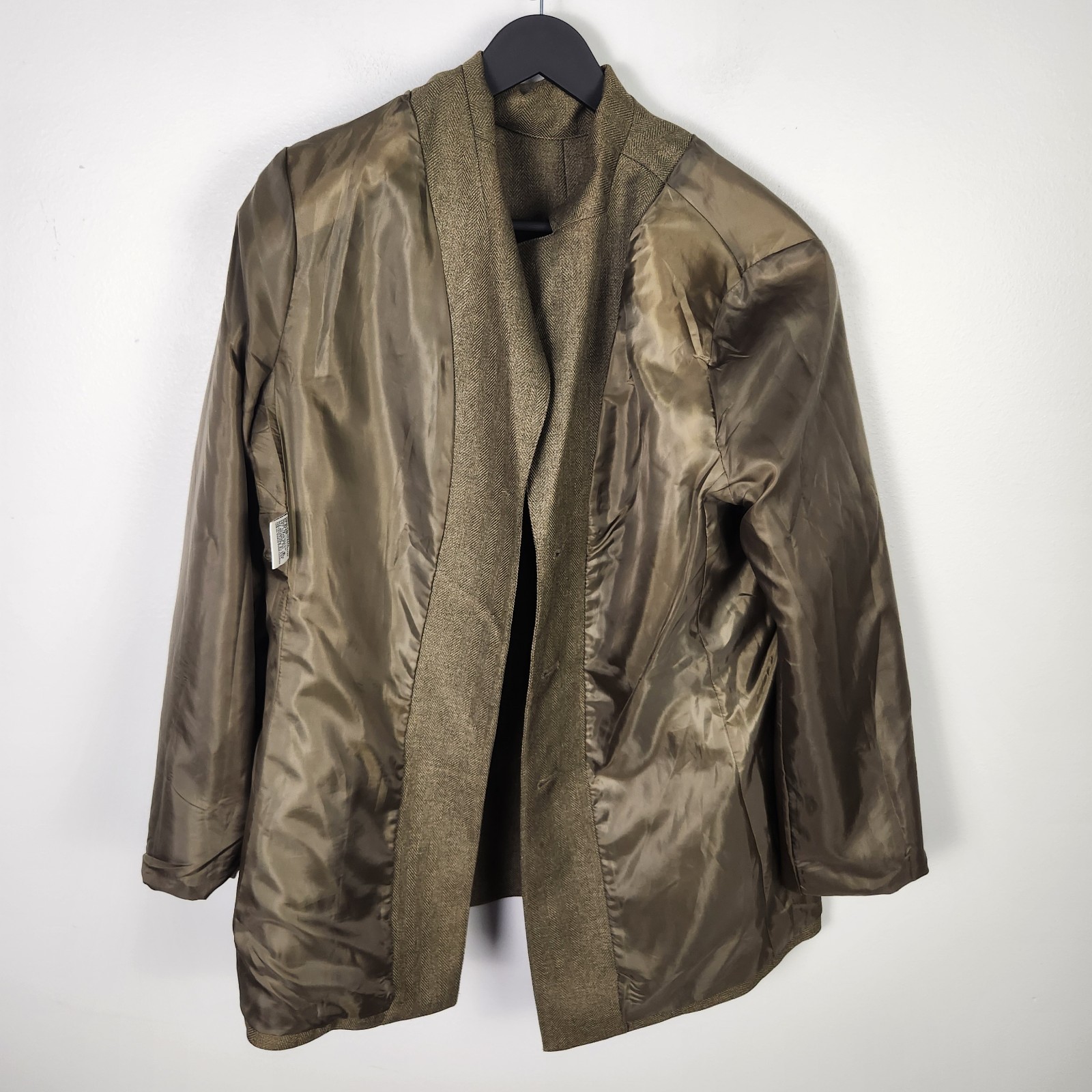 EUC Le Suit 2 Piece Pant Suit Brown Green Herringbone Wide Leg Pant Size 16 #611