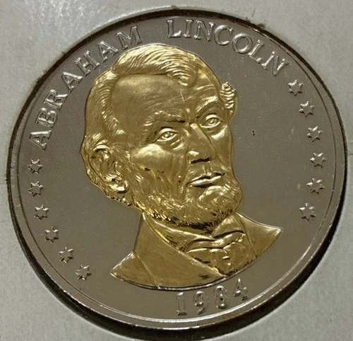 1984 Abraham Lincoln Double Eagle Coin 175th Anniversary Silver Gold Plated Mint