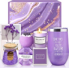 Gifts for Women - Spa Gift Basket & Tumbler Set - Perfect 20 Ounces, Purple 