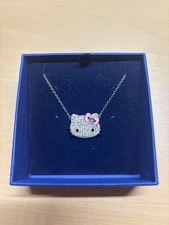 Unused Swarovski Hello kitty Kawaii face Necklace Sanrio official collaboration