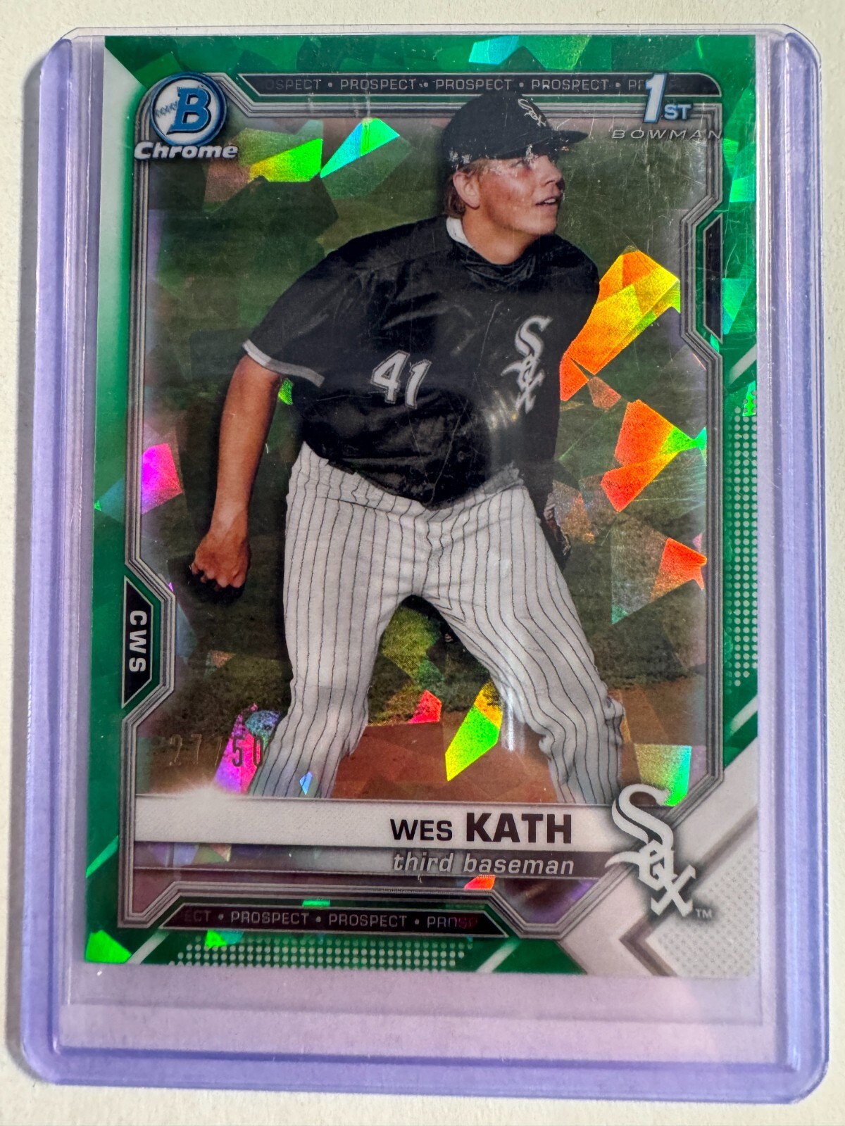 K154,173 - 2021 Bowman Chrome Draft Sapphire Green #BDC43 Wes Kath #/50