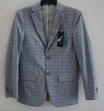 Tommy Hilfiger Mens Sz 36R Gray/Light Blue Check The Flex Modern-Fit Blazer 295