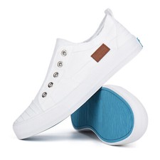 Women's Unlaced Slip On Low Top Canvas Sneakers-Tennis Casual Walking Shoes