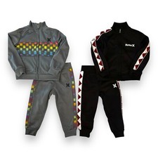 TWO Hurley Toddler 2T Tracksuits Zip-Up Jacket Pant Set Rainbow Retro BLK