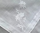 Vintage Hanky Simple Purse Hankie White On White Floral Embroidery Lovely