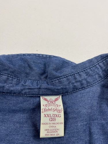 Faded Glory Denim Jean Dress Women Size XXL (20 ) Blue Chambray Button Up Belted - Picture 7 of 13