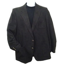Vintage 80s Ratner USA-Made Tailored Suede Blazer Men-44 Sporty 2-Button Black