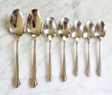 Clarette Oneida Community Stainless 2 Serving Spoons, 2 Soup Spoon & 3 Teaspoons
