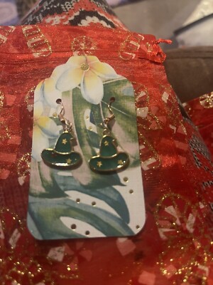 Blue/Green Witch Hat Dangle/Drop Earrings 