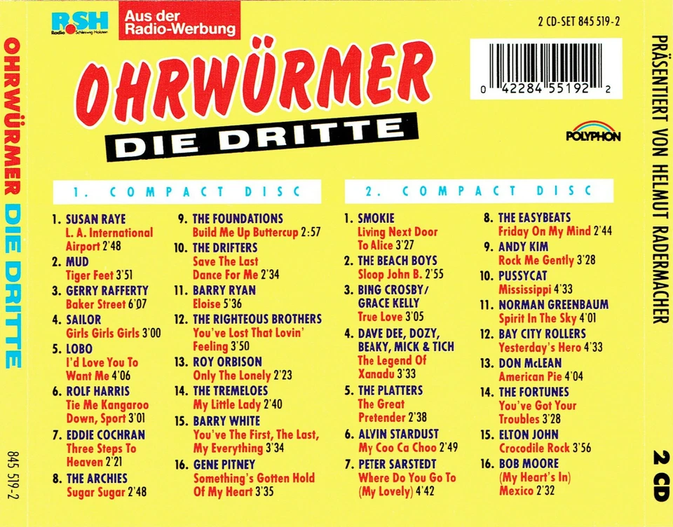 (2CD's) Ohrwürmer Die Dritte - Barry Ryan, Peter Sarstedt, Don McLean, Lobo,u.a. - Bild 2 von 2