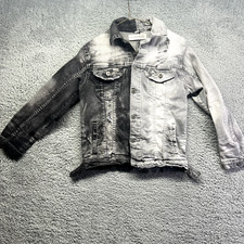 Evolution In Design Denim Jacket Youth Size L 14-16 Split Color Black White
