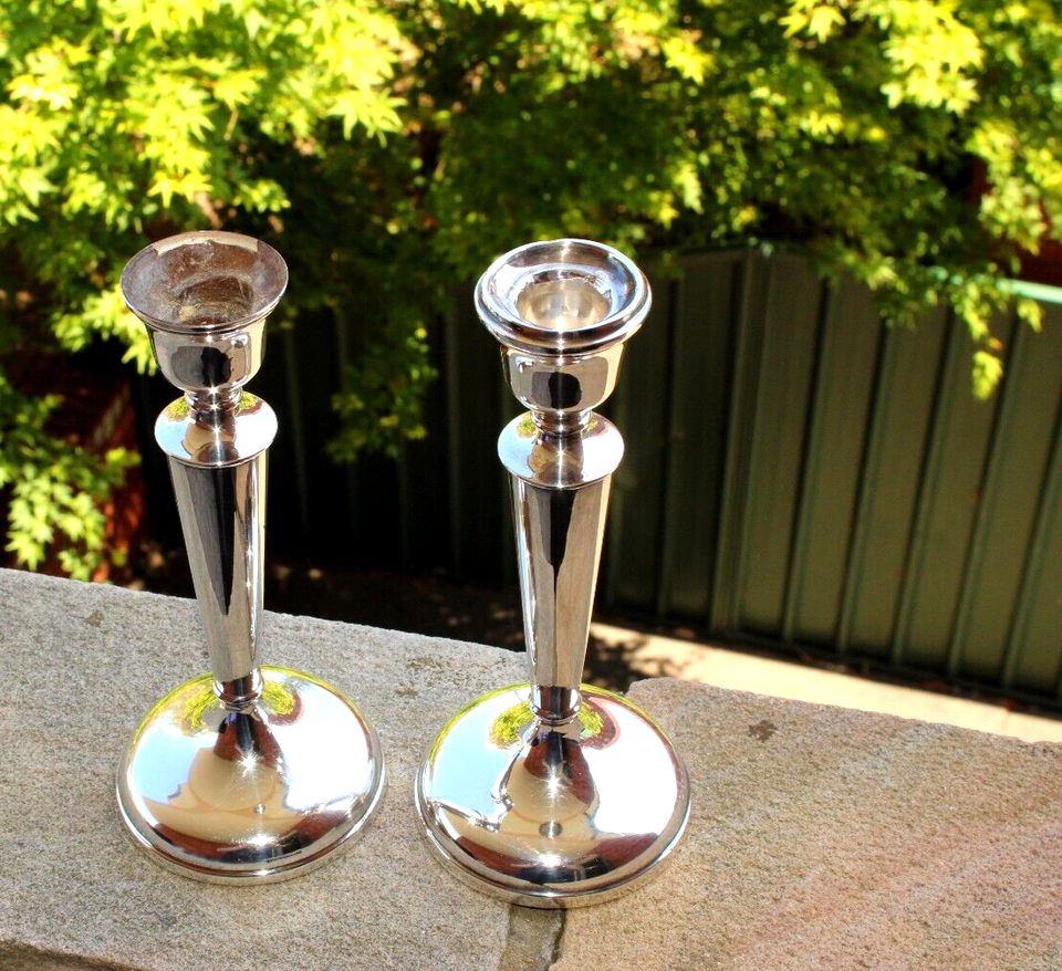 Pair Vintage Sterling Silver Candlesticks Charles Green Birmingham