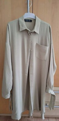 Modanisa Refka Hemdbluse Olivgrün Long Größe 38
