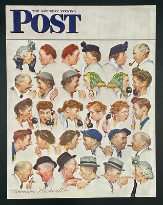 1950 Saturday Evening Post, Norman Rockwell, The Gossip, 7-UP store display