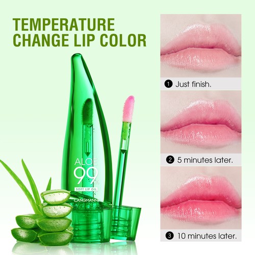 1PC/2PCS Aloe Vera Lip Oil Colour Changing Soothing Lip Oil Mosturising Lipstick - Picture 3 of 12
