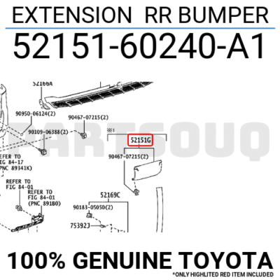 三 5215160240A1 Genuine Toyota EXTENSION RR BUMPER 52151-60240-A1 | eBay