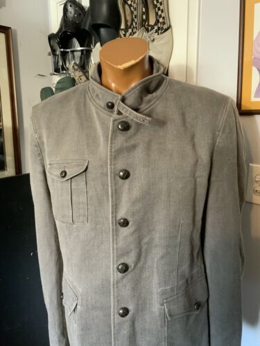 Zara Man Wool Blend Elbow Patch Military Officers Mock Neck Blazer Jacket Sz. 46 - Picture 13 of 13