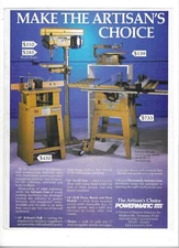 1989 Artisan's Choice Powermatic Woodworking Machines & Freud Carbide Blades Ads