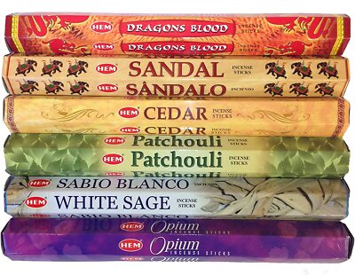 HEM Incense Sticks Best Sellers 6 Boxes X 20 Grams, Total 120 Gm