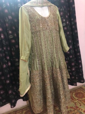 Asian Pakistani Indian Wedding Dress in Beautiful Olive Green made For You.  | eBay UK