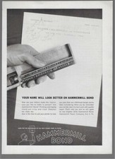Publicidad impresa vintage de papel Hammermill Bond 1960