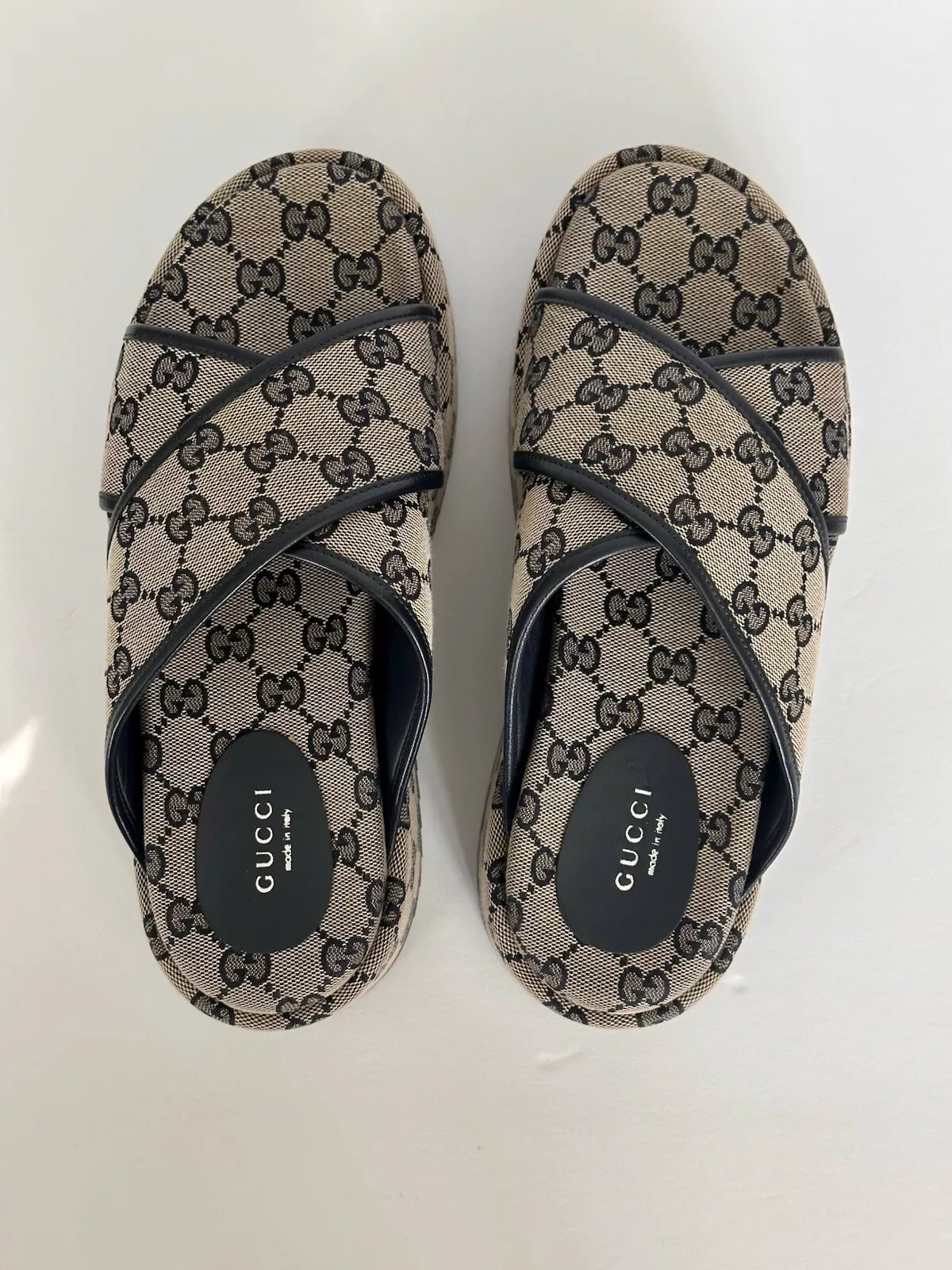 Sandales compensées monogramme Gucci Cris’s plateforme croisée 