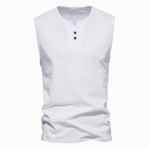New Summer Clothes Men's Wide Shoulder Back Sleeveless T-shirt Cotton T-shirt - Picture 14 of 16