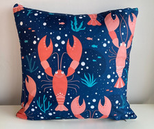 New cushion cover blue seaside ocean coastal beach lobster fish shell 45cmx45cm