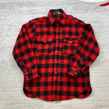 VTG Woolrich Wool Shirt Medium Red Black Tartan Mackinaw Shacket Buffalo 50s 60s