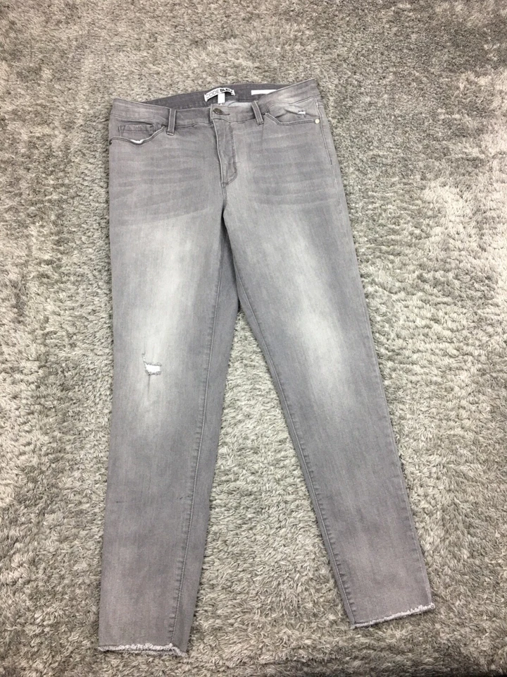 Code Bleu SOHO Skinny Jeans Womens Size 12 Gray Denim Raw Hem Cropped - Image 3 of 4