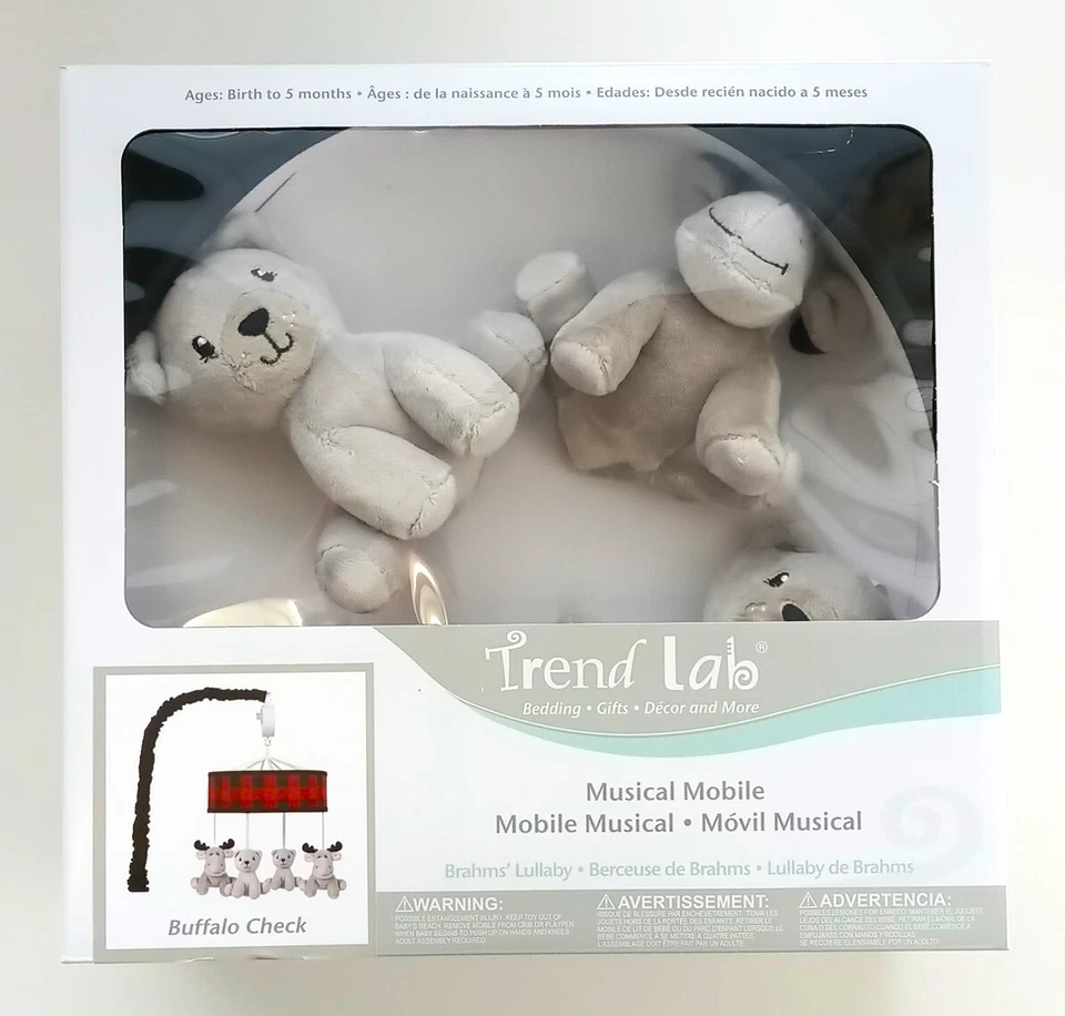 Trend Lab 103590 Buffalo Check Musical Crib Baby Mobile - Image 2 of 4
