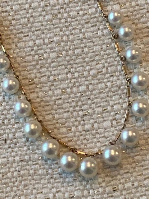 Womans 14k Gold Pearl Necklace - Image 2 of 4