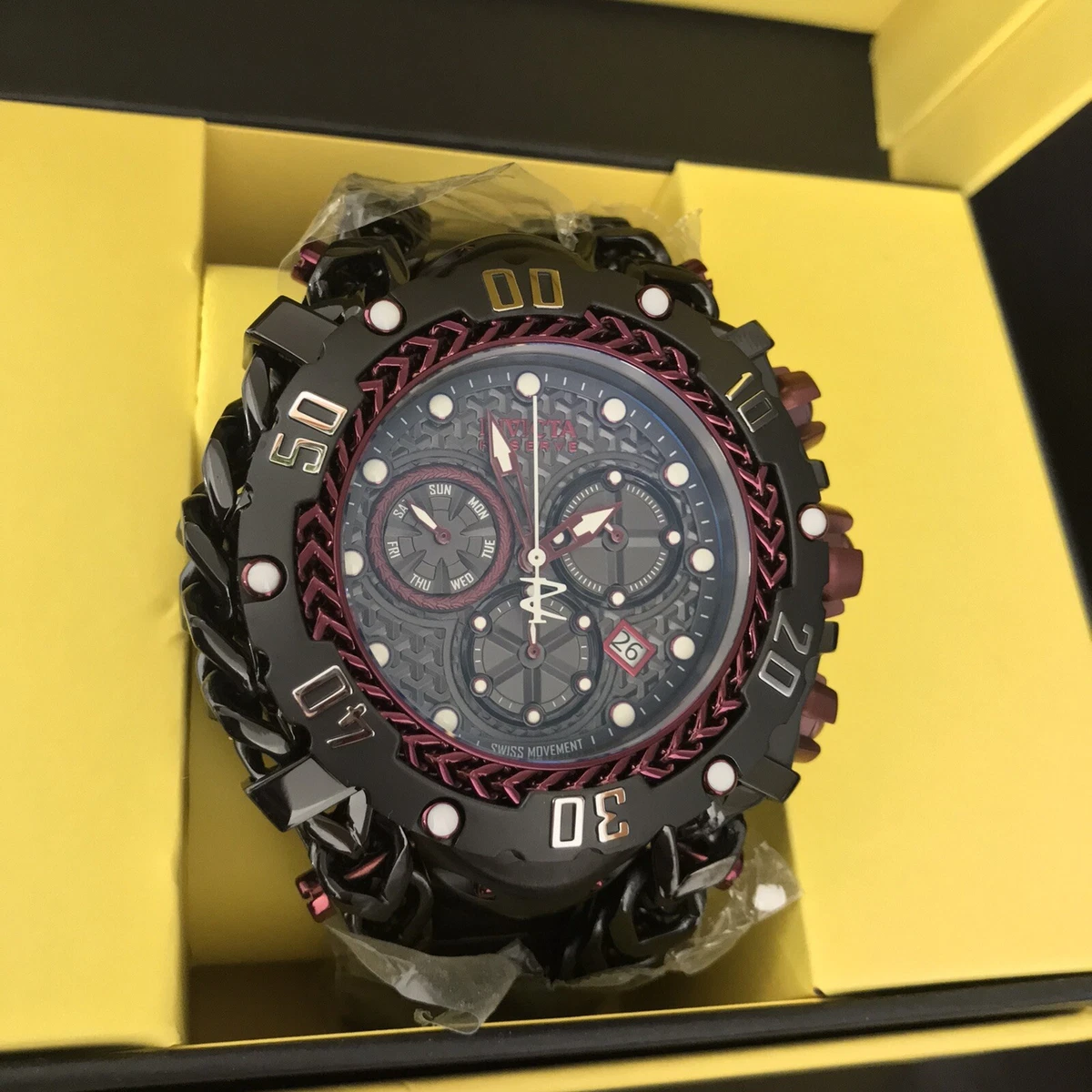 Invicta Reserve Gladiator 55.25 mm Black Burgundy Red Mens Watch