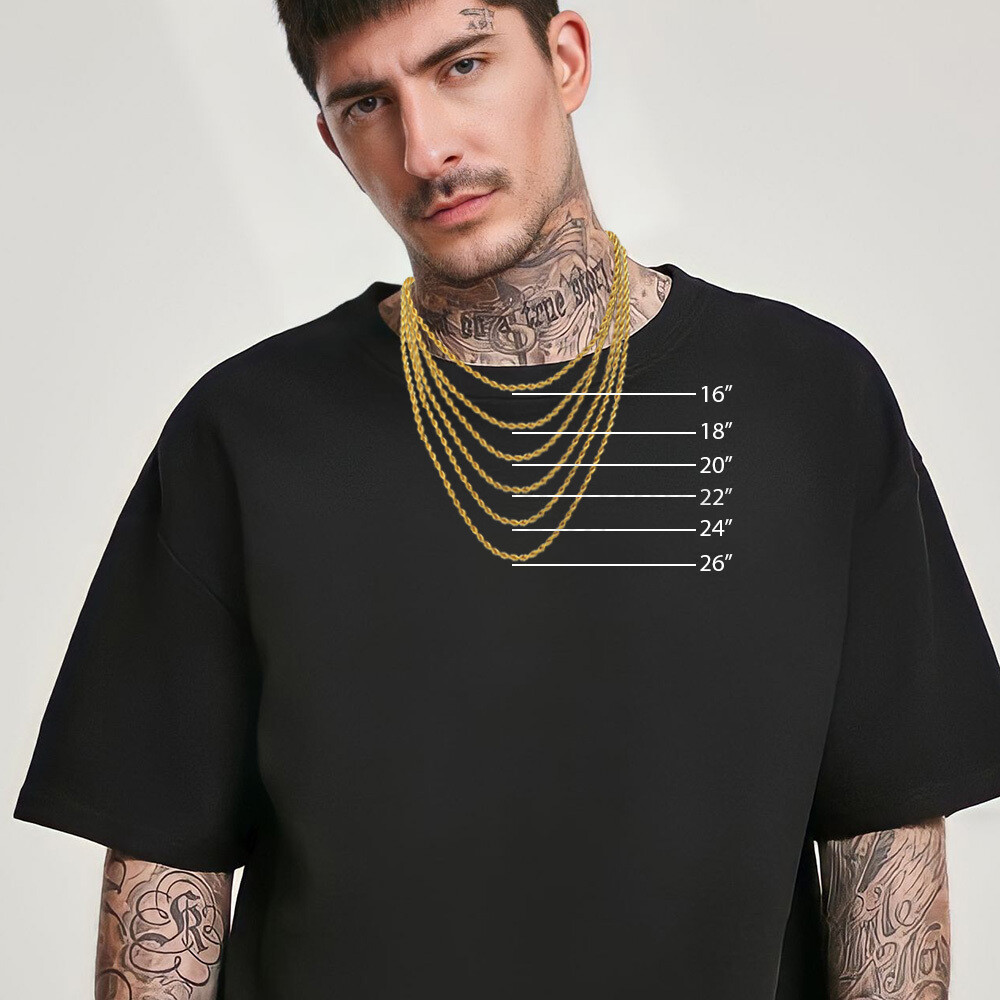 3MM Twist Rope Chain Necklace 18ct Gold Plated Stainless Steel 16