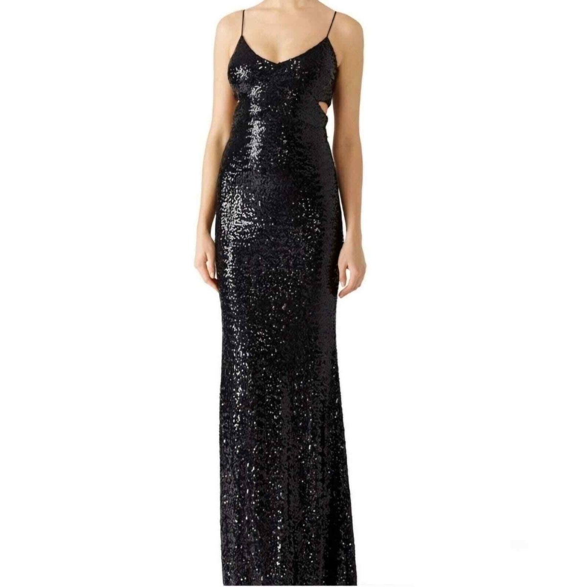 Badgley Mischka Women's Black Sequin Cutout Gown NWT Size 12