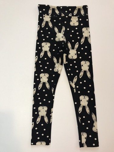 LuLaRoe Rabbit Leggings Kid SM Bunny Black White Polka Dots Easter NEW - Picture 2 of 4