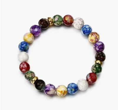 7 Chakra Volcanic Stone Bracelet Healing Energy Balance Beads Yoga Festival