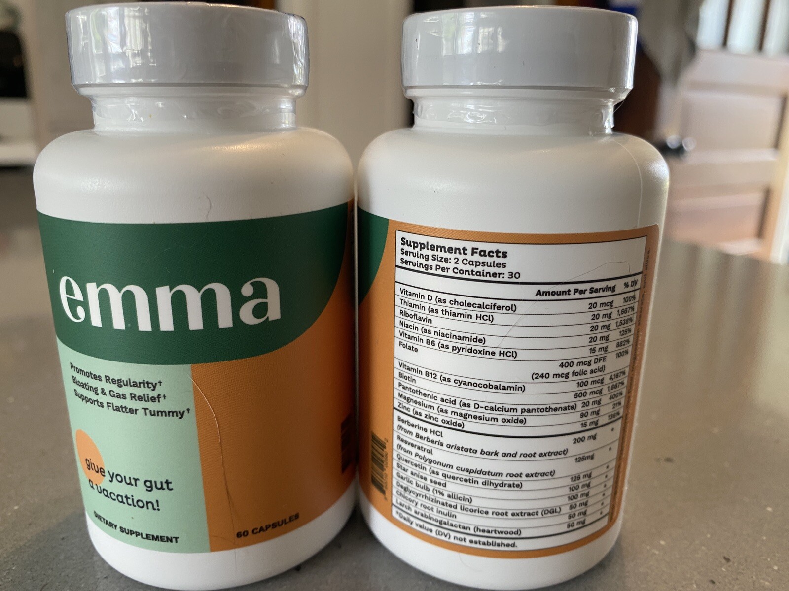 2 Bottles Of Emma Dietary Supplement 60 Cap X 2 Gut Relief Bloating Gas