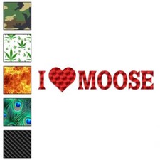 I Heart Love Moose Hunting, Vinyl Decal Sticker, 40 Patterns  3 Sizes, 2295