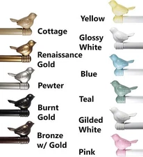 3/4 inch Cute Decorative Bird Adjustable Curtain Single Rod Set, 28"-120"